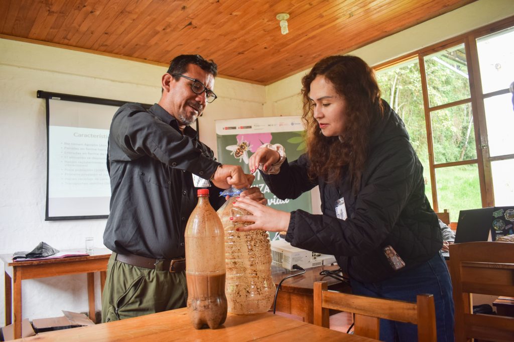 Preparation of attractant for native bees.